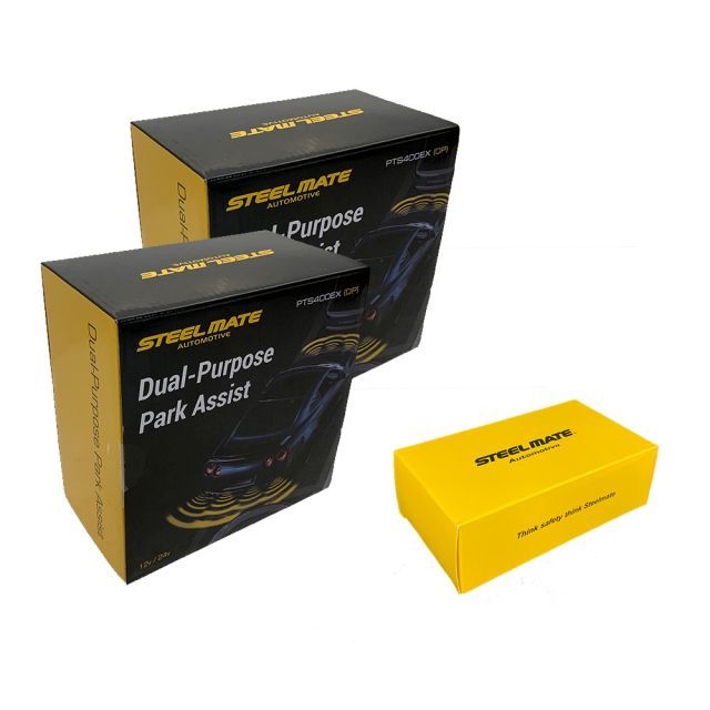 Steelmate Dual Purpose 8 Sensor Front & Rear Parking Kit - Gloss Black